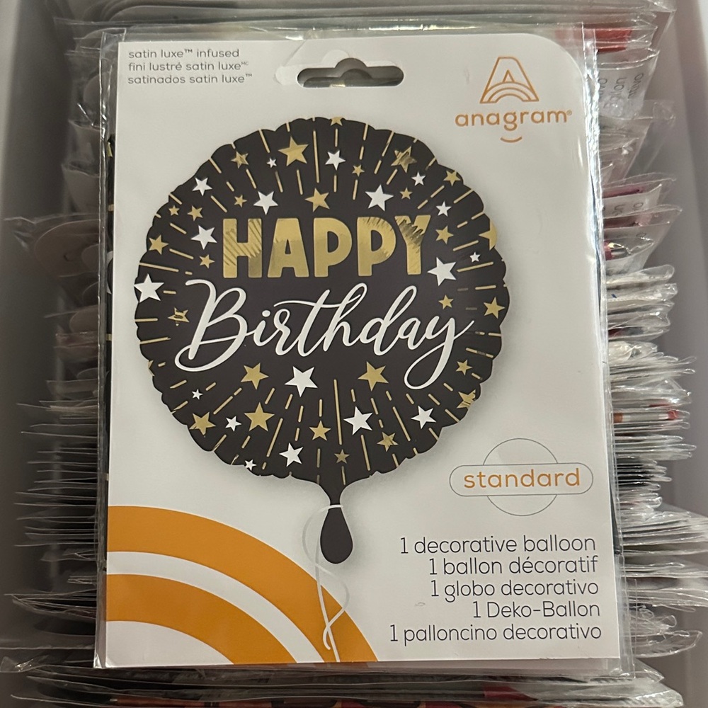 Black and Gold Happy Birthday Balloon